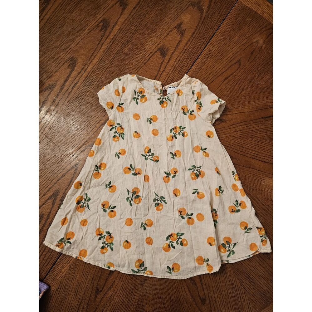 Old Navy Toddler / Girl 4t Orange Print Short Sleeve Dress‎